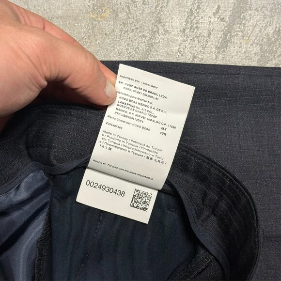 Hugo Boss Dress Pants Navy Blue Pinstripe Stretch Wool Trousers 34x31 - Picture 6 of 10